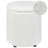 Pouf Boucle bianco sporco 40 x 38 cm con sgabello contenitore Glamour