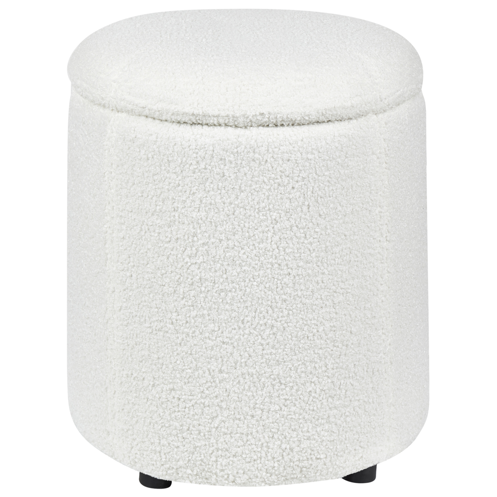 Pouf Boucle bianco sporco 40 x 38 cm con sgabello contenitore Glamour