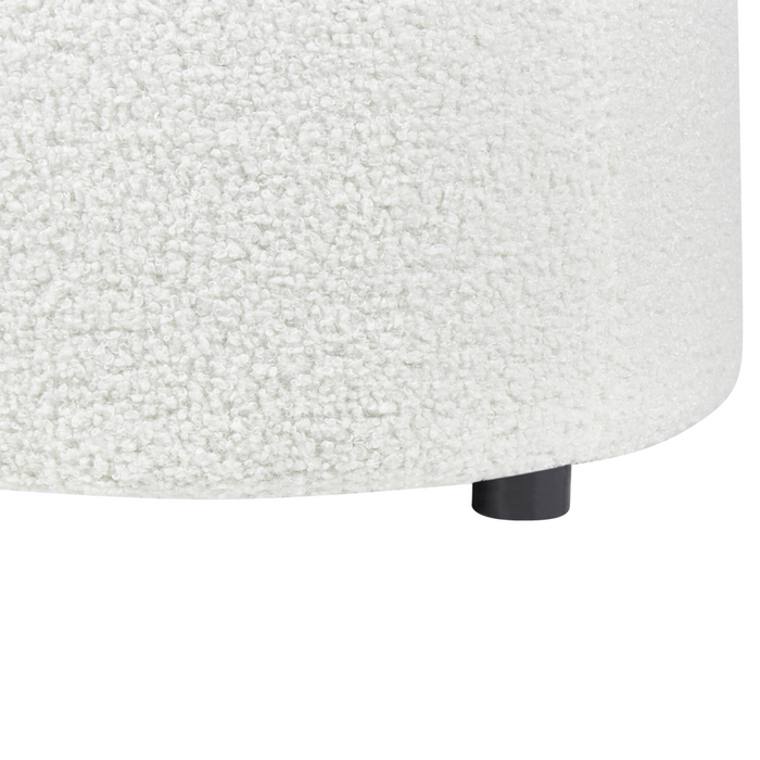 Pouf Boucle bianco sporco 40 x 38 cm con sgabello contenitore Glamour