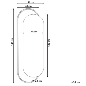 Specchio da parete di forma ovale con cornice in rattan e metallo nero 51 x 143 cm soggiorno camera da letto