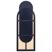 Specchio da parete di forma ovale con cornice in rattan e metallo nero 53 x 143 cm ingresso soggiorno camera da letto