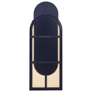 Specchio da parete di forma ovale con cornice in rattan e metallo nero 53 x 143 cm ingresso soggiorno camera da letto