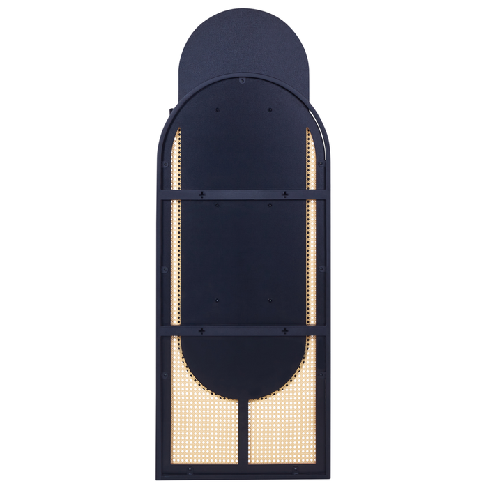 Specchio da parete di forma ovale con cornice in rattan e metallo nero 53 x 143 cm ingresso soggiorno camera da letto