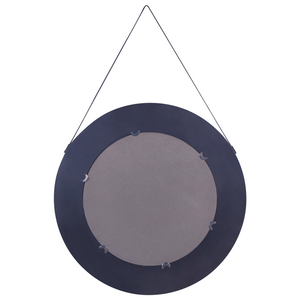 Specchio da parete con cinghia e struttura di forma rotonda in rattan metallo nero ø 70 cm soggiorno camera da letto ingresso