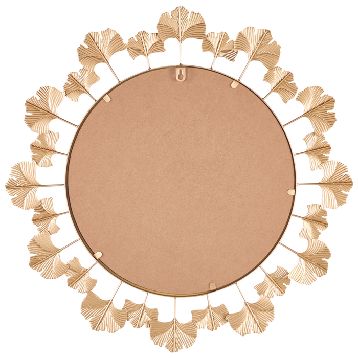 Specchio decorativo rotondo in legno di gingko e metallo oro da 60 cm camera da letto corridoio