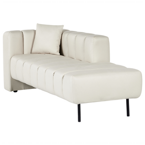 Chaise Lounge sinistra Tappezzata in velluto  ecopelle vegana Gambe nere Cuscino di seduta imbottito Design moderno e glam