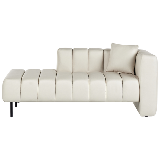 Chaise Lounge destra Tappezzata in  ecopelle vegana bianco sporco Gambe nere Cuscino di seduta imbottito Design moderno e glam