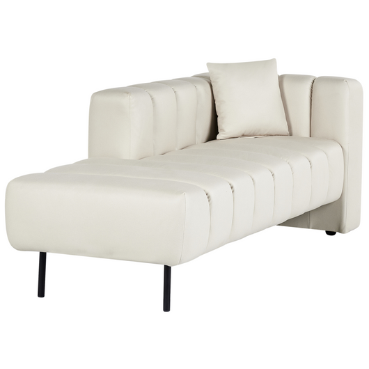 Chaise Lounge destra Tappezzata in  ecopelle vegana bianco sporco Gambe nere Cuscino di seduta imbottito Design moderno e glam