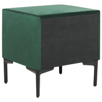 Comodino Velluto Verde Scuro Gambe in Metallo Nero con 2 Cassetti Contenitori 44x 38 cm Comodino