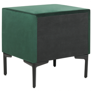 Comodino Velluto Verde Scuro Gambe in Metallo Nero con 2 Cassetti Contenitori 44x 38 cm Comodino