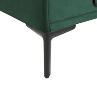 Comodino Velluto Verde Scuro Gambe in Metallo Nero con 2 Cassetti Contenitori 44x 38 cm Comodino