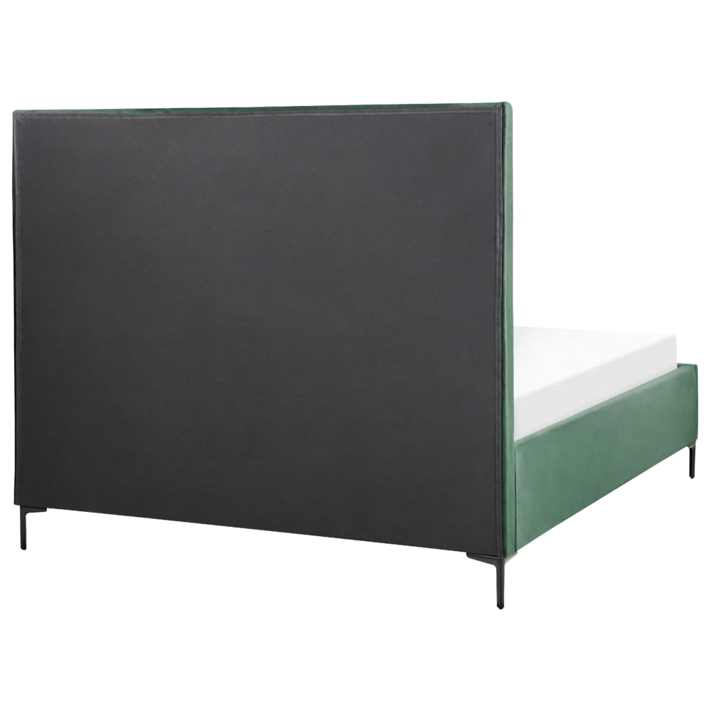 Set camera da letto in velluto verde scuro matrimoniale 160 x 200 cm letto con contenitore 2 comodini imbottiti