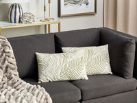 Set di 2 cuscini decorativi fatti a mano con ricamo di foglie rettangolare 30 x 50 cm Bianco e verde sfoderabile con imbottitura