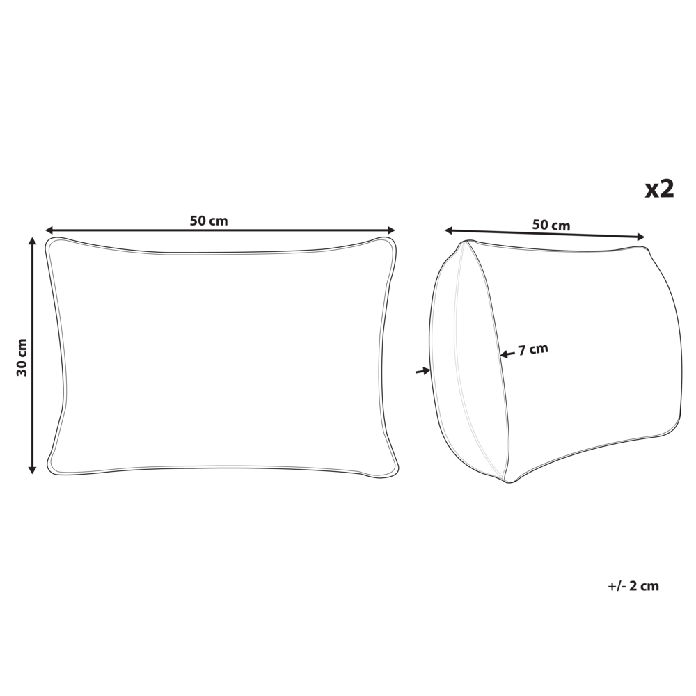 Set di 2 cuscini decorativi fatti a mano con ricamo di foglie rettangolare 30 x 50 cm Bianco e verde sfoderabile con imbottitura