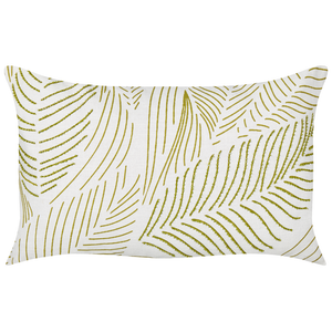 Set di 2 cuscini decorativi fatti a mano con ricamo di foglie rettangolare 30 x 50 cm Bianco e verde sfoderabile con imbottitura