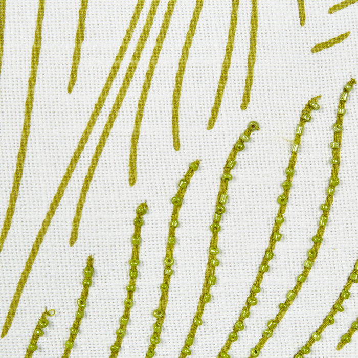 Set di 2 cuscini decorativi fatti a mano con ricamo di foglie rettangolare 30 x 50 cm Bianco e verde sfoderabile con imbottitura