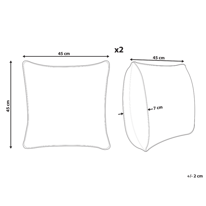 Set di 2 cuscini sparsi in cotone multicolore 45 x 45 cm con motivo floreale e frange, fatti a mano e sfoderabili, con imbottitura in stile Boho