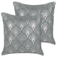 Set di 2 cuscini moderni in cotone grigio con motivo geometrico fatti a mano e sfoderabili 45 x 45 cm con imbottitura stile boho