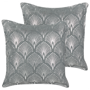 Set di 2 cuscini moderni in cotone grigio con motivo geometrico fatti a mano e sfoderabili 45 x 45 cm con imbottitura stile boho