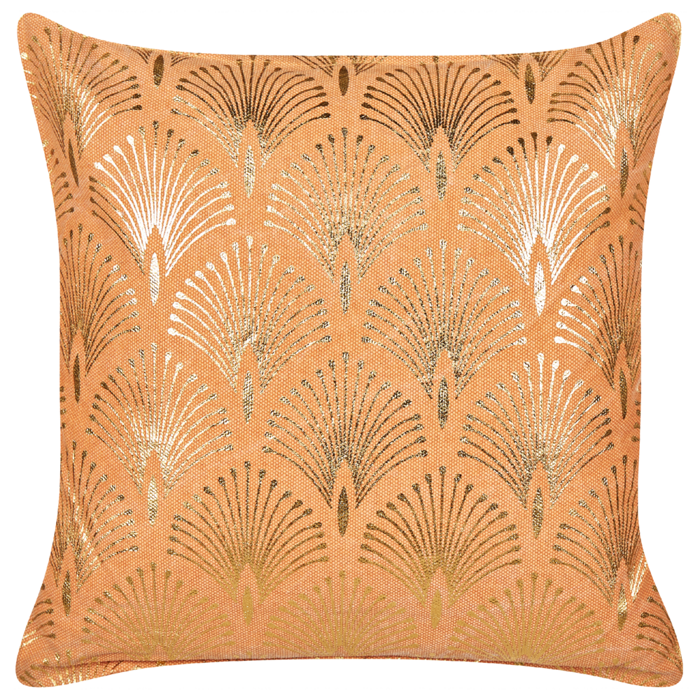 Set di 2 cuscini moderni in cotone arancione con motivo geometrico fatti a mano e sfoderabili 45 x 45 cm con imbottitura stile boho