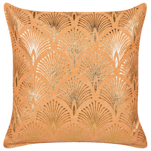 Set di 2 cuscini moderni in cotone arancione con motivo geometrico fatti a mano e sfoderabili 45 x 45 cm con imbottitura stile boho