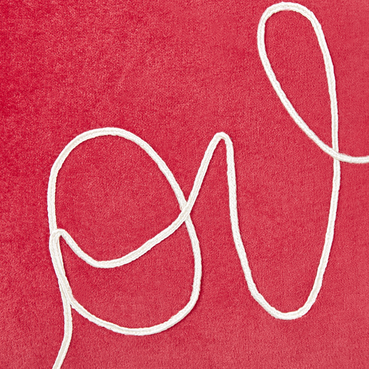 Set di 2 cuscini in velluto di cotone rosso fatto a mano con ricamo di scrittura quadrato 45 x 45 cm sfoderabile con imbottitura