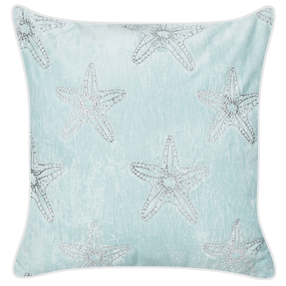 Cuscino in velluto blu quadrato con motivo stella marina accessori camera da letto soggiorno