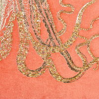 Set di 2 cuscini in velluto rosso quadrato motivo polpo marino accessori camera da letto soggiorno