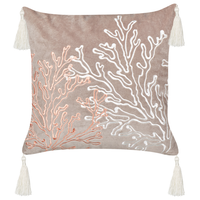 Cuscino decorativo in velluto taupe 45 x 45 cm motivo corallo marino quadrato imbottitura poliestere Accessori per la casa