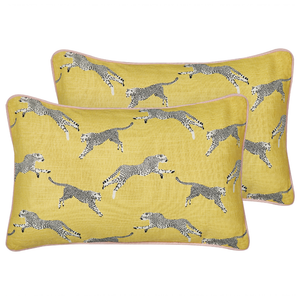Set di 2 cuscini decorativi in cotone giallo 30 x 50 cm Motivo ghepardo stampato