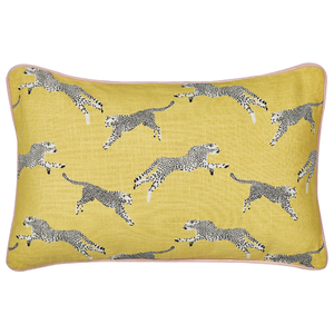 Set di 2 cuscini decorativi in cotone giallo 30 x 50 cm Motivo ghepardo stampato