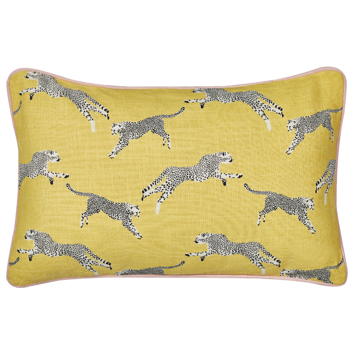 Set di 2 cuscini decorativi in cotone giallo 30 x 50 cm Motivo ghepardo stampato
