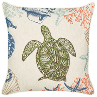 Cuscino in lino beige quadrato con motivo tartaruga marina accessorio divano salotto camera da letto