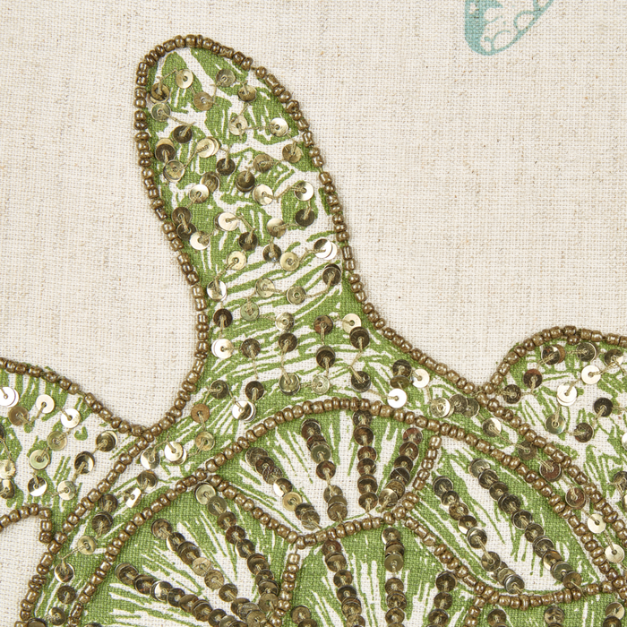 Set di 2 cuscini in lino beige quadrato con motivo tartaruga marina accessorio divano salotto camera da letto