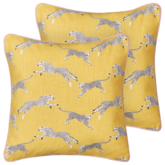 Set di 2 cuscini sparsi in cotone giallo 45 x 45 cm Motivo ghepardo stampato