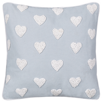 Cuscino in cotone ricamato con motivo a cuoricini grigio 45 x 45 cm letto divano accessorio morbido