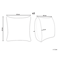 Set di 2 cuscini in cotone ricamati con motivo a cuoricini grigio 45 x 45 cm morbida imbottitura