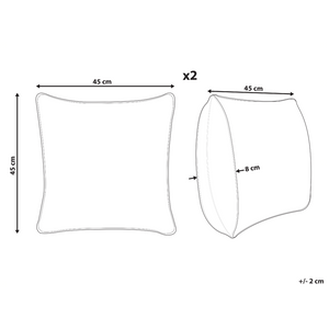 Set di 2 cuscini in cotone ricamati con motivo a cuoricini grigio 45 x 45 cm morbida imbottitura