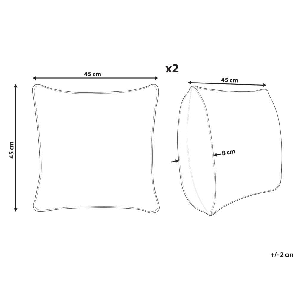 Set di 2 cuscini in cotone ricamati con motivo a cuoricini beige 45 x 45 cm morbida imbottitura
