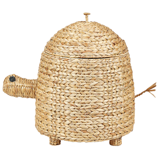 Cesto di vimini in giacinto d'acqua naturale intrecciato a tartaruga con coperchio Cesto per giocattoli Accessorio per la camera del bambino