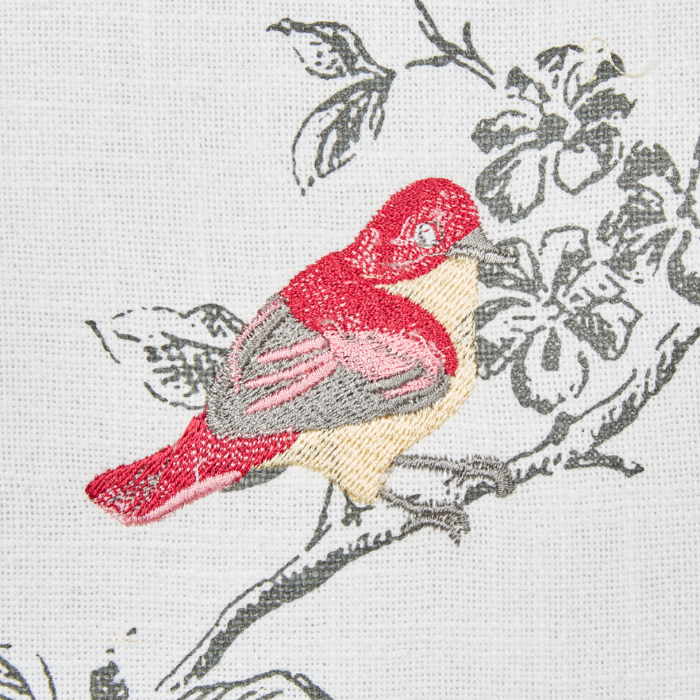 Cuscino in cotone ricamato con motivo di uccelli 45 x 45 cm Bianco camera da letto soggiorno