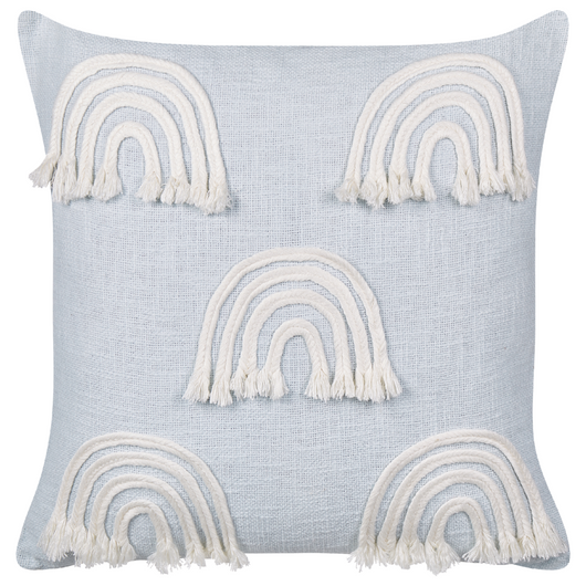 Set di 2 cuscini in cotone ricamato con motivo arcobaleno azzurro 45 x 45 cm camera da letto cameretta
