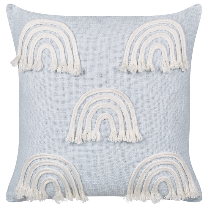 Set di 2 cuscini in cotone ricamato con motivo arcobaleno azzurro 45 x 45 cm camera da letto cameretta