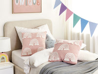 Set di 2 cuscini in cotone ricamato con motivo arcobaleno rosa 45 x 45 cm camera da letto cameretta