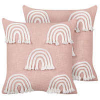 Set di 2 cuscini in cotone ricamato con motivo arcobaleno rosa 45 x 45 cm camera da letto cameretta