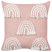 Set di 2 cuscini in cotone ricamato con motivo arcobaleno rosa 45 x 45 cm camera da letto cameretta