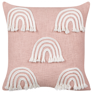 Set di 2 cuscini in cotone ricamato con motivo arcobaleno rosa 45 x 45 cm camera da letto cameretta