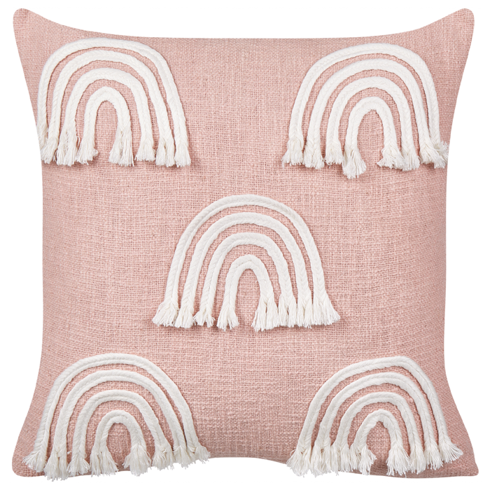 Set di 2 cuscini in cotone ricamato con motivo arcobaleno rosa 45 x 45 cm camera da letto cameretta