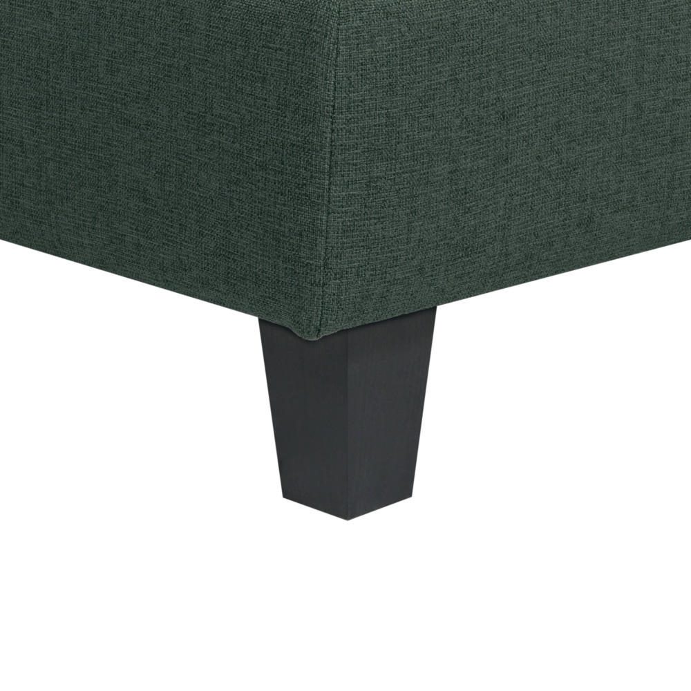 Pouf Poggiapiedi Rivestito Tessuto Verde Scuro Quadrato Minimalista Moderno