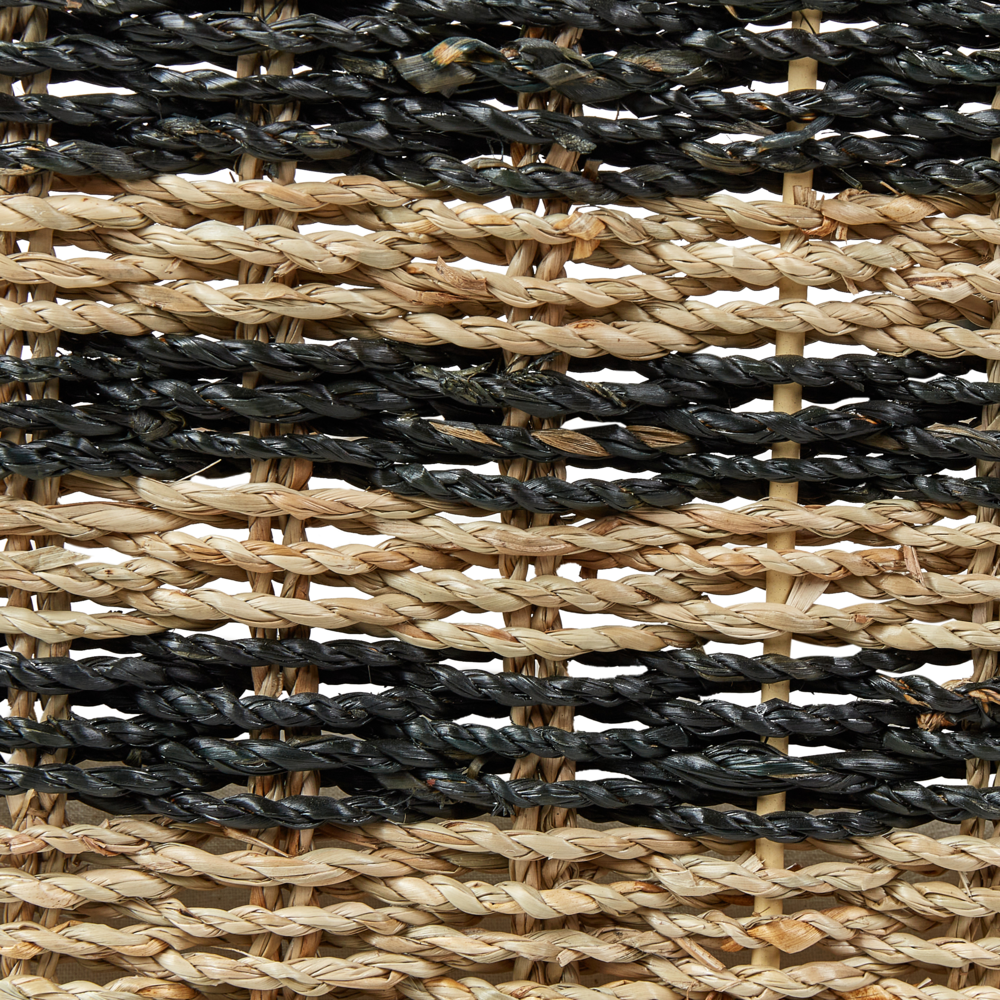 Cuccia per animali domestici in seagrass naturale nero 65 x 44 cm con cuscino in cotone per gatti e cani Boho